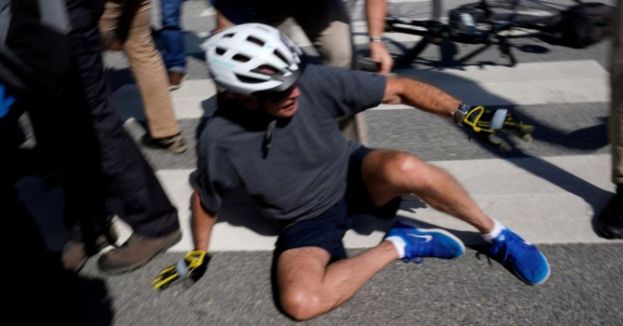 Must See: Biden Falling Of His Bike While Standing Is Perfect Visual For How He Is Running America