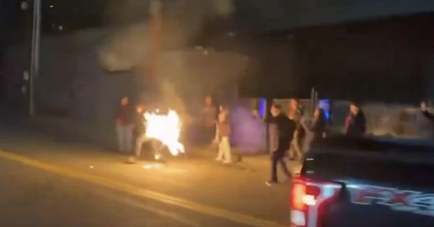 Watch: Antifa Protester Goes Up In Flames Torching American Flag Outside Portland ICE Facility