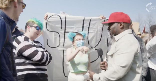 Watch: Leftist In Cat Ears GOES OFF On Polite Black Conservative In SHOCKING Public Showdown!