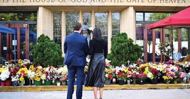 Left-Wing Protesters Ambush JD Vance As He Mourns At Catholic School Shooting Memorial
